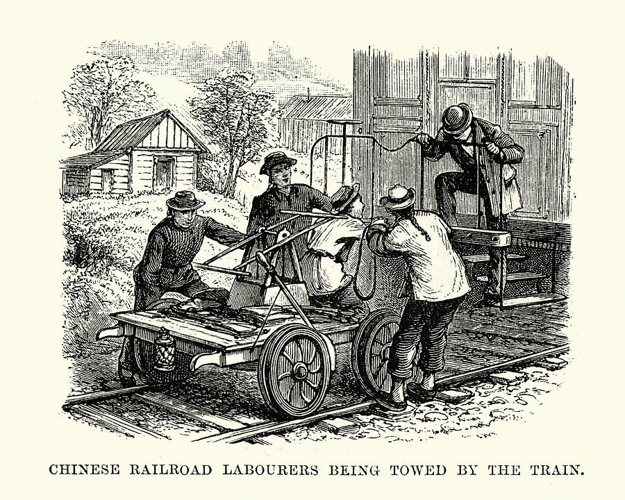 Chinese Railroad Workers, San Francisco, 19th Century Drawing by Duncan1890