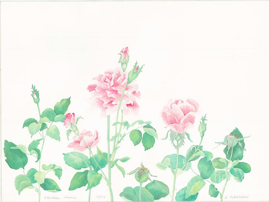 Chinese Roses Painting by Albert Massimi
