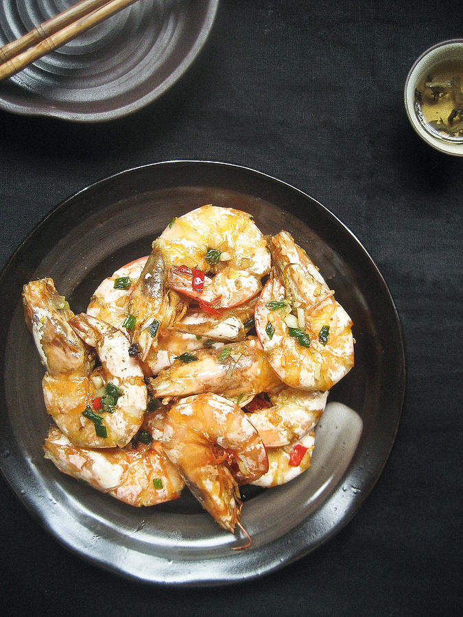 Chinese salt pepper prawns Photograph by Jen Voo Photography