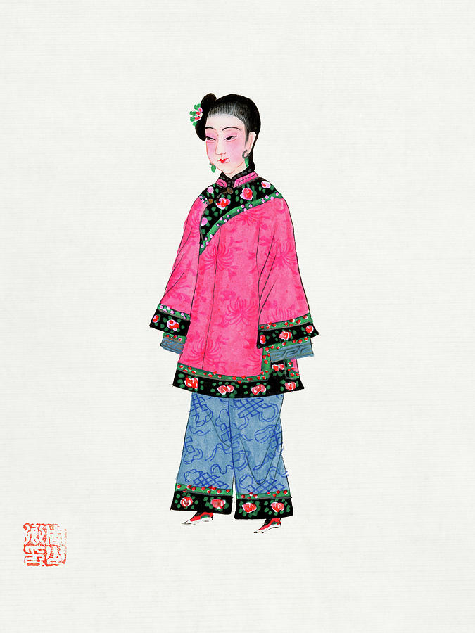 Vintage Painting - Chinese woman in coat by Vintage Chinese Clothing