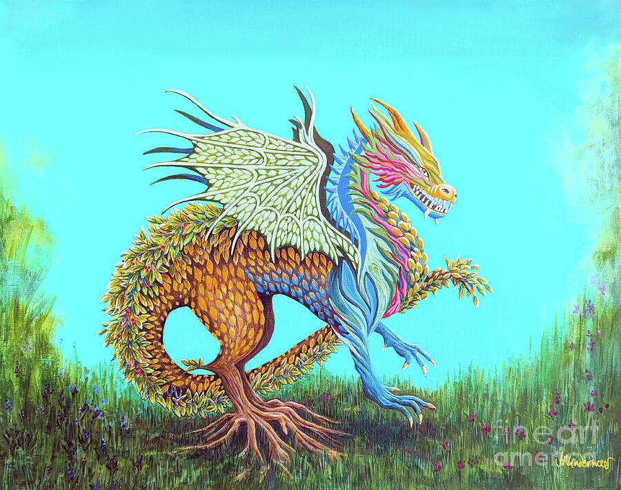Chinese Wood Dragon Painting by Julia Underwood