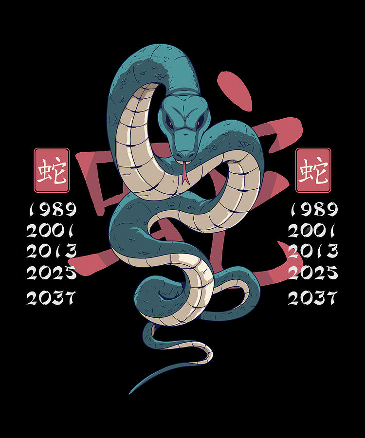 chinese-zodiac-snake-with-years-vintage-chinese-digital-art-by-norman-w