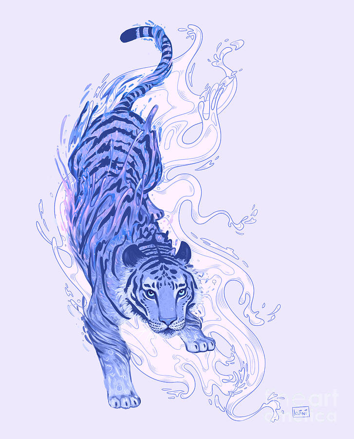 Chinese zodiac water tiger Digital Art by Kuini Fernandez Fine Art