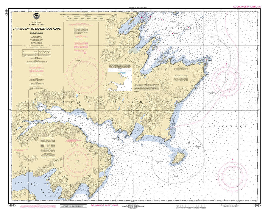 Chiniak Bay To Dangerous Cape Kodiak Island Alaska, Noaa Chart 16593 ...