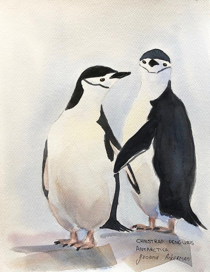 Chinstrap penguins Painting by Yvonne Ankerman