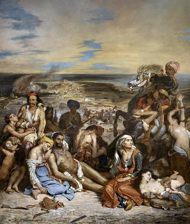 Vintage Painting - Chios massacre by Eugene Delacroix
