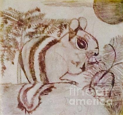 Chipmunk Drawing by Dawnartprints Prints - Pixels