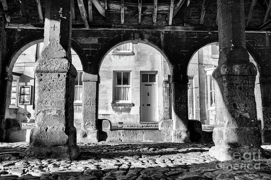 Chipping Campden Market Hall in Afternoon Winter Light Monochrome Photograph by Tim Gainey