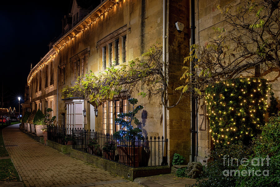 Chipping Campden Town Houses on a Christmas Night Photograph by Tim Gainey