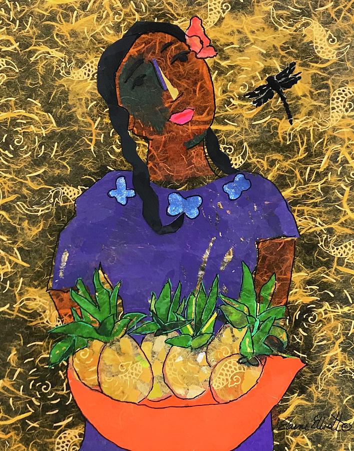 Chiquita con Pina  Painting by Elaine Elliott