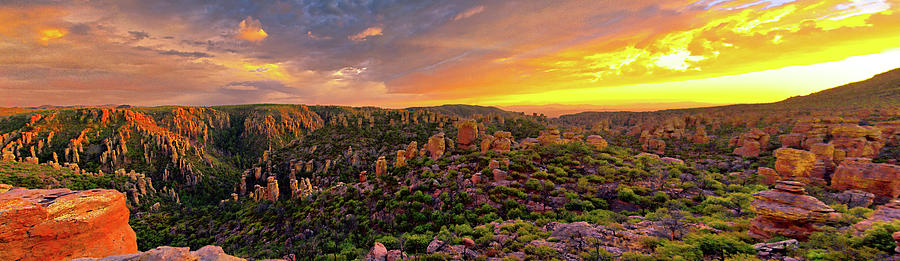 Chiricahua Mountains Sunset Panorama, Arizona Photograph by Chance Kafka