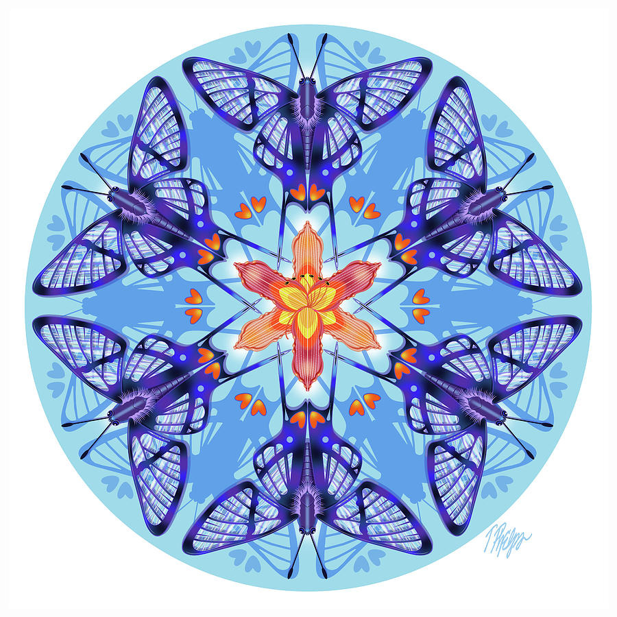 Clearwing Butterfly Mosaic Mandala Digital Art by Tim Phelps