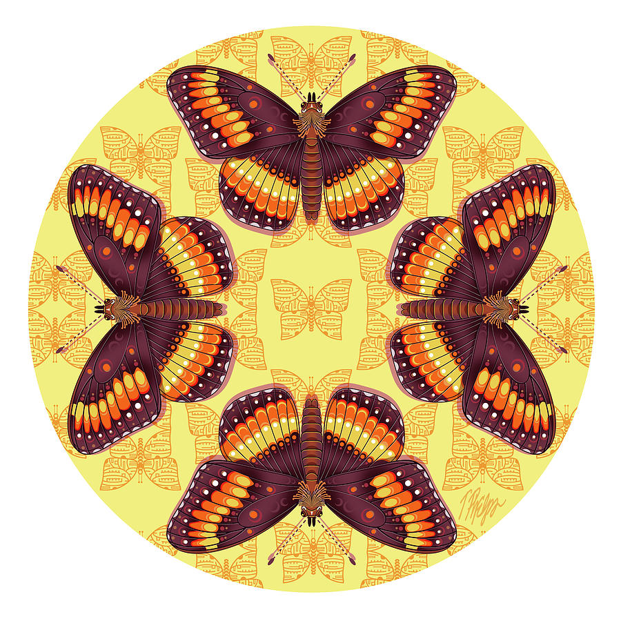 Chlosyne Butterfly Tiki Nature Mandala Digital Art by Tim Phelps - Fine ...