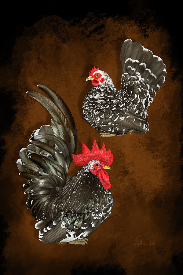 Chocolate Digital Art - Choc Mottled Japanese Bantams by Sigrid Van Dort Chocolate Digital Art - Choc Mottled Japanese Bantams by Sigrid Van Dort