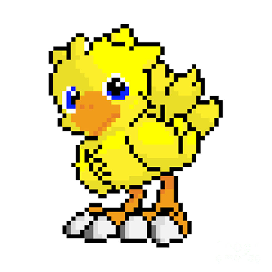 Chocobo yellow pixel Digital Art by Zory Paula