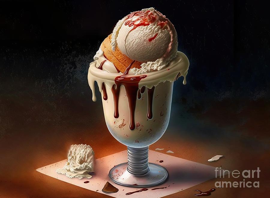 Chocolate And Vanilla Ice Cream Cup Digital Art by Benny Marty