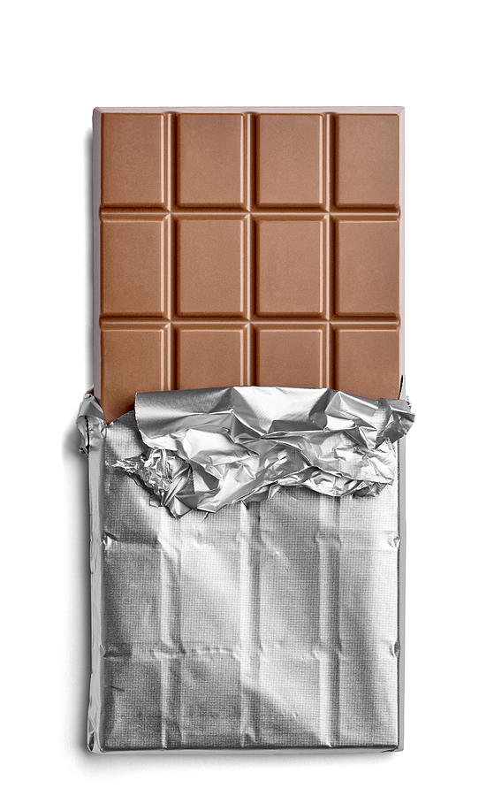 Chocolate bar on white background Photograph by Westend61