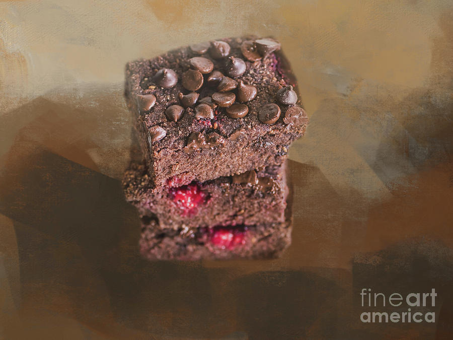 Raspberry Photograph - Chocolate Brownies by Elisabeth Lucas