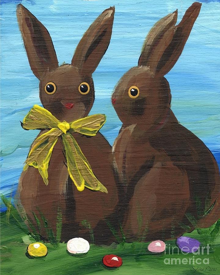 Chocolate Bunnies Painting by Follow Themoonart Chocolate Bunnies Painting by Follow Themoonart