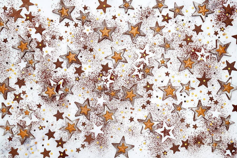 Chocolate Caramel Star Sandwich Cookies Pattern Photograph by Tim Gainey
