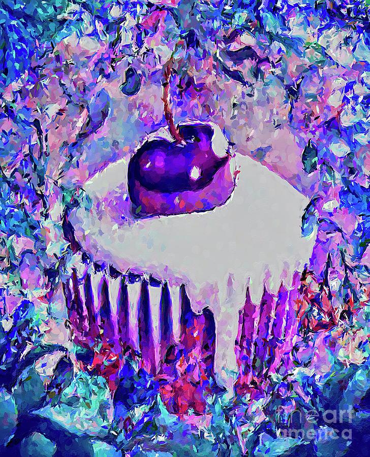 Abstract Mixed Media - Chocolate Cherry Cupcake by Lauries Intuitive