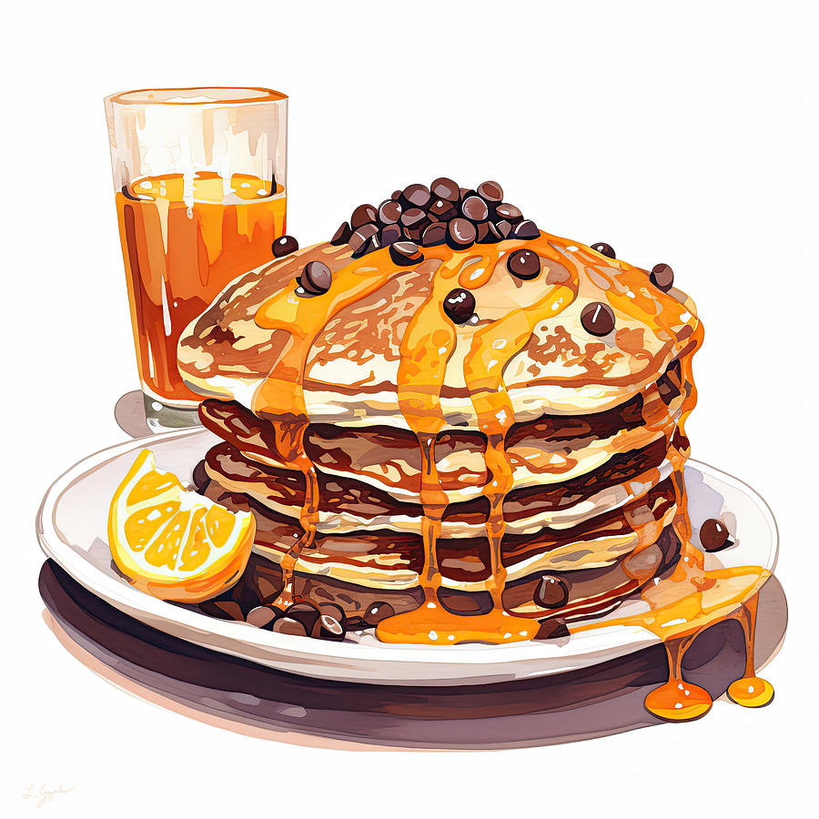 Chocolate Chip Pancakes - Pancake Art Digital Art