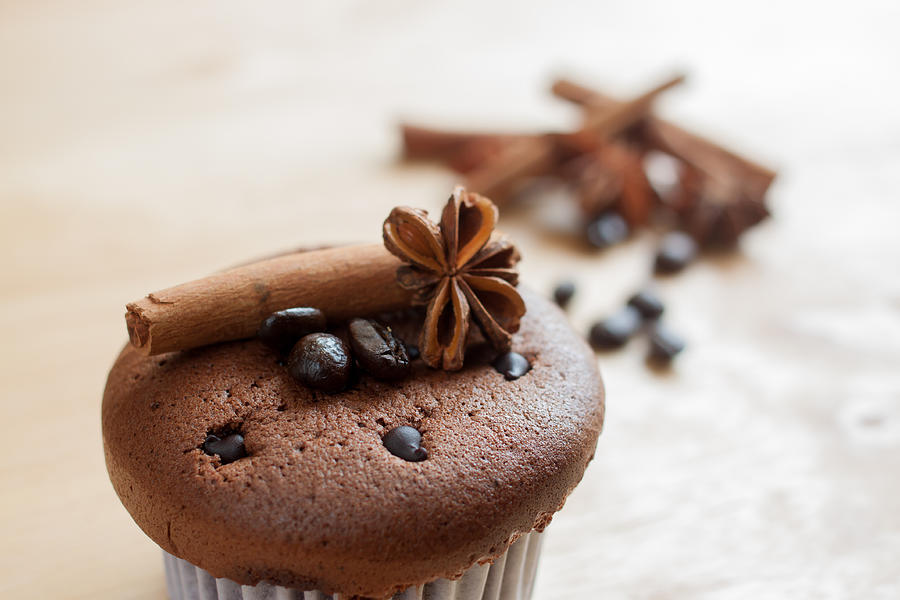 Chocolate Cupcake, Coffee Beans, Cinnamon, Star Anise , Coffee S Photograph by Nikom1234