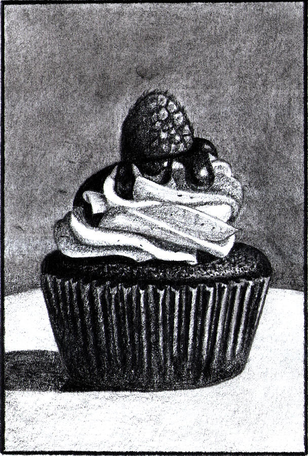 Cake Drawing - Chocolate Cupcake by Trisha Jain
