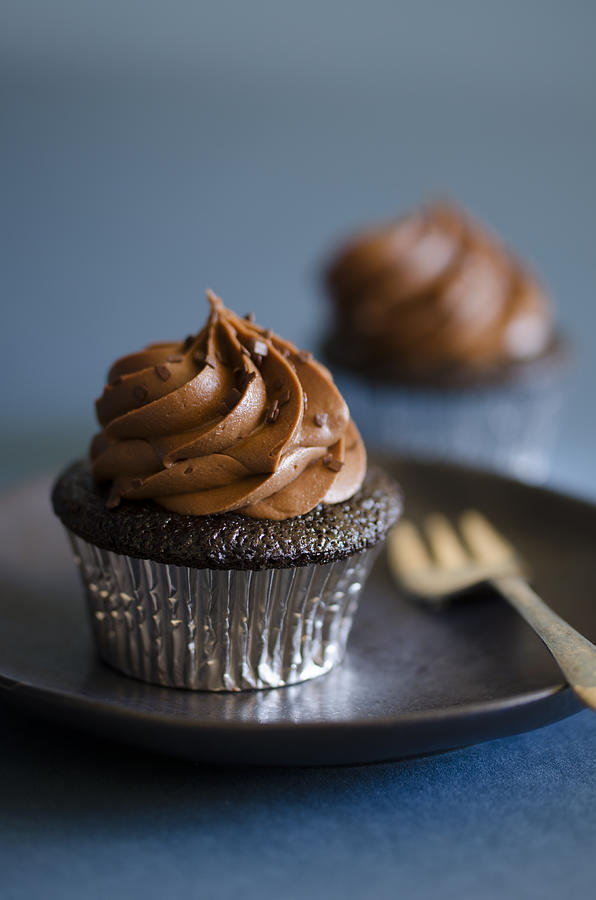 Chocolate cupcake with chocolate frosting Photograph by Marju Randmer