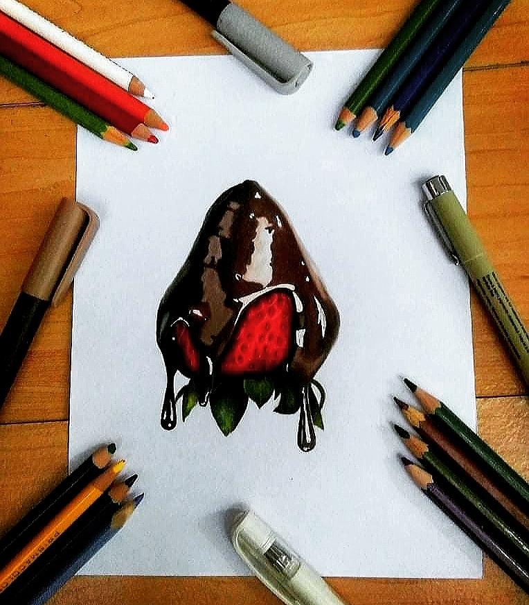 Chocolate Dipped Strawberry Drawing By Caereel Ace Lopez Pixels