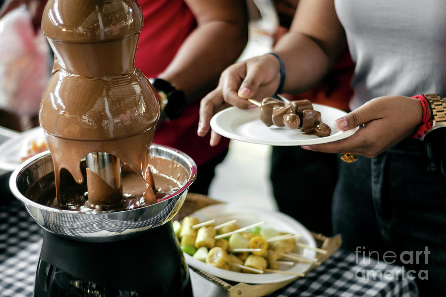 Chocolate Fountain Catering Machine With Fruit Skewers On Buffet Photograph  by JM Travel Photography - Pixels