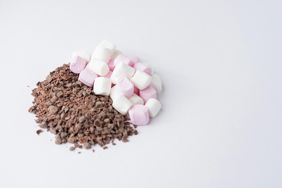 Chocolate Granules and Marshmallows Halfs Side View Photograph by Scott Lyons