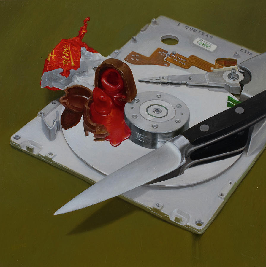 Chocolate Hard Drive Drizzle Painting by Hone Williams