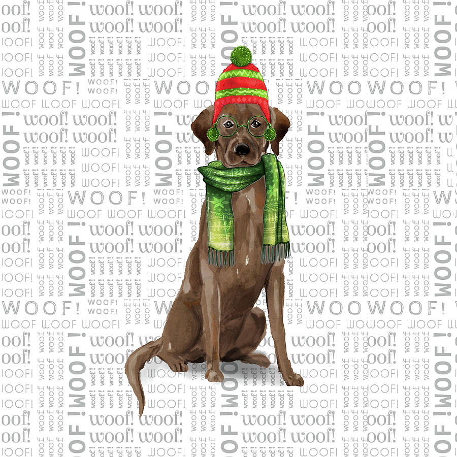 Chocolate Labrador Retriever Christmas Dog Digital Art by Doreen Erhardt