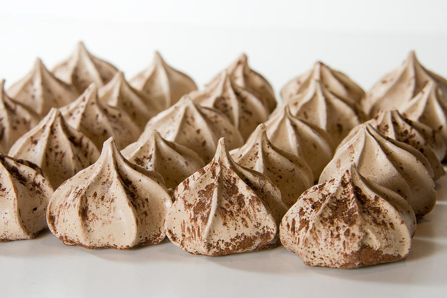 Chocolate Meringue Cookies Dusted with Cocoa Photograph by KathyDewar