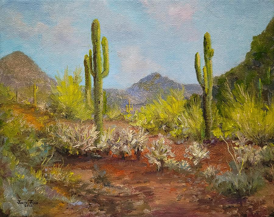 Cholla Trail Painting by Judith Rhue