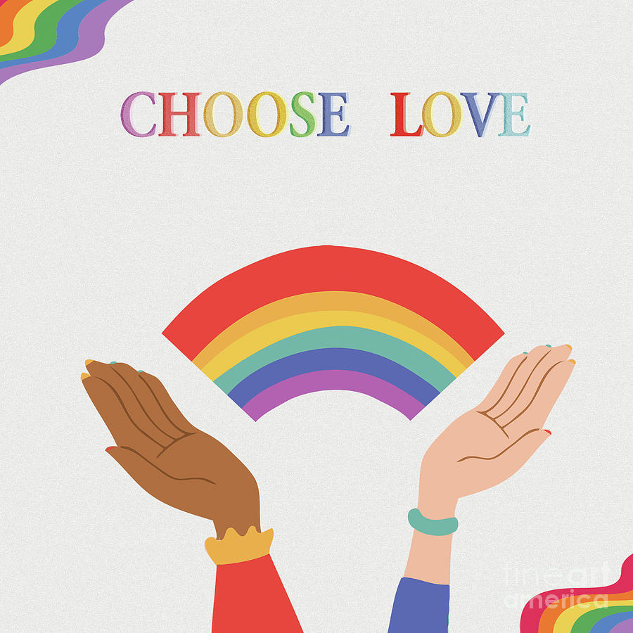 Choose Love Gay Pride Wall Artgay Lgbt Pride Decor Inclusion Pride Flagtwo Loving Hand 1841