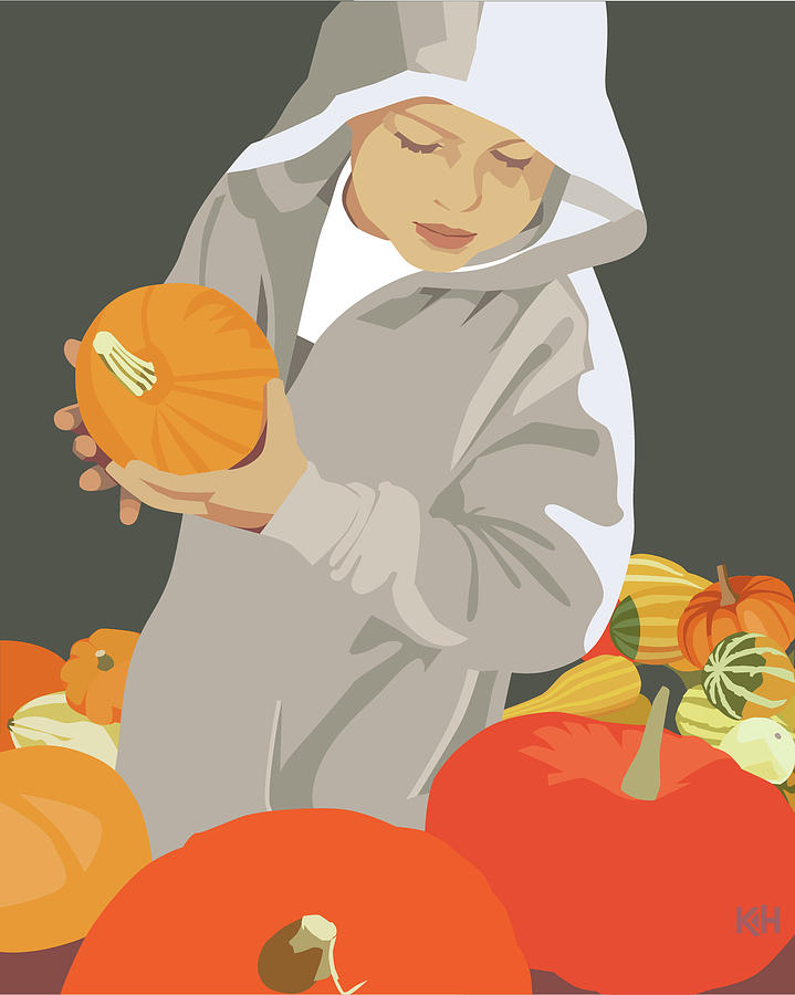 Choosing a Pumpkin Digital Art by Kris Hackleman