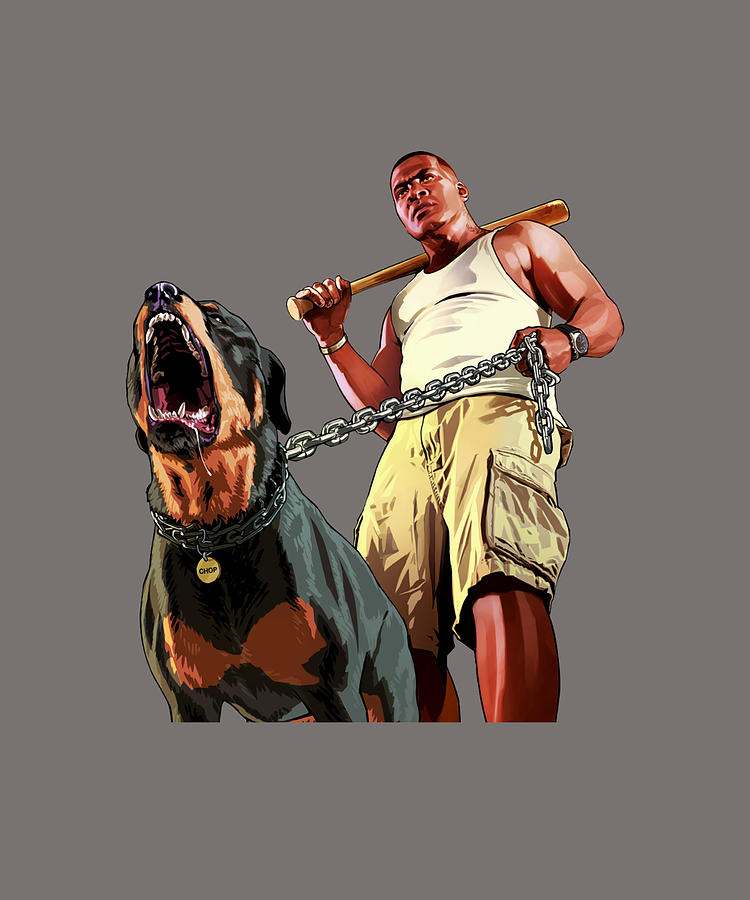 Chop The Dog GTA V The Rottweiler Dog Active T Painting by Selina Wendy ...