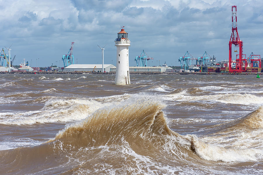 Choppy day at Perch Rock Photograph by Steev Stamford