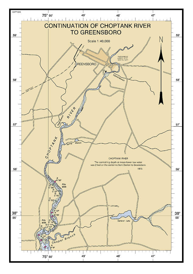 Choptank River Cambridge to Greensboro, continuation of Choptank River, NOAA Chart 12268_2 Digital Art by Nautical Chartworks