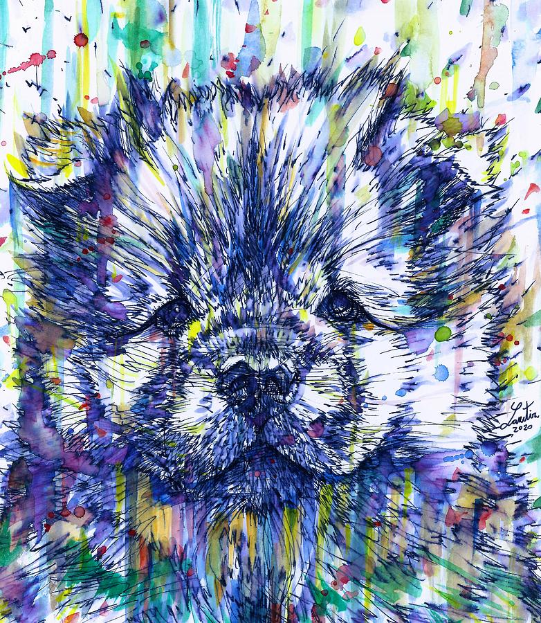 Chow Chow Painting - CHOW CHOW PUPPY watercolor and ink portrait.1 by Fabrizio Cassetta