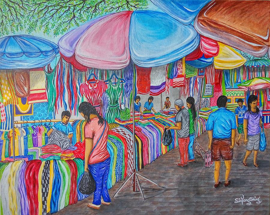 Chowrasta Morning Market At Penang Road Painting