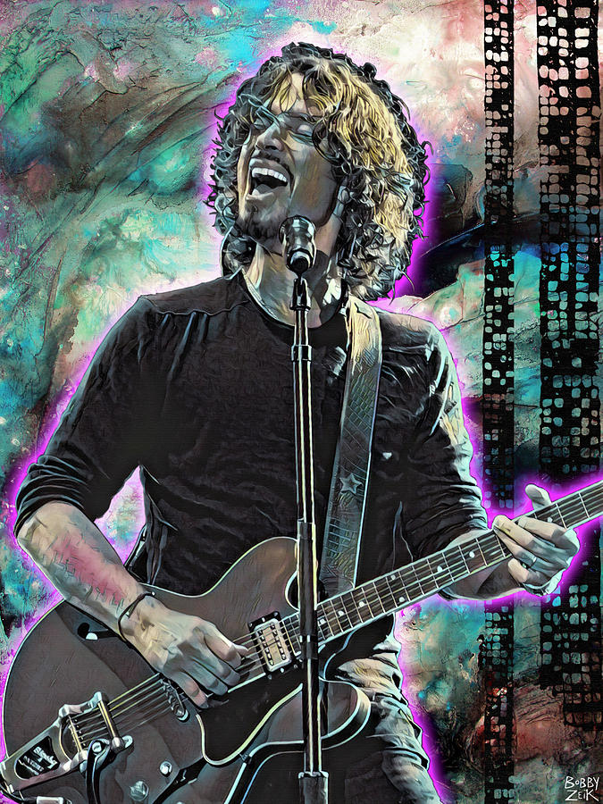 Pearl Jam Painting - Chris Cornell - Outshined by Bobby Zeik