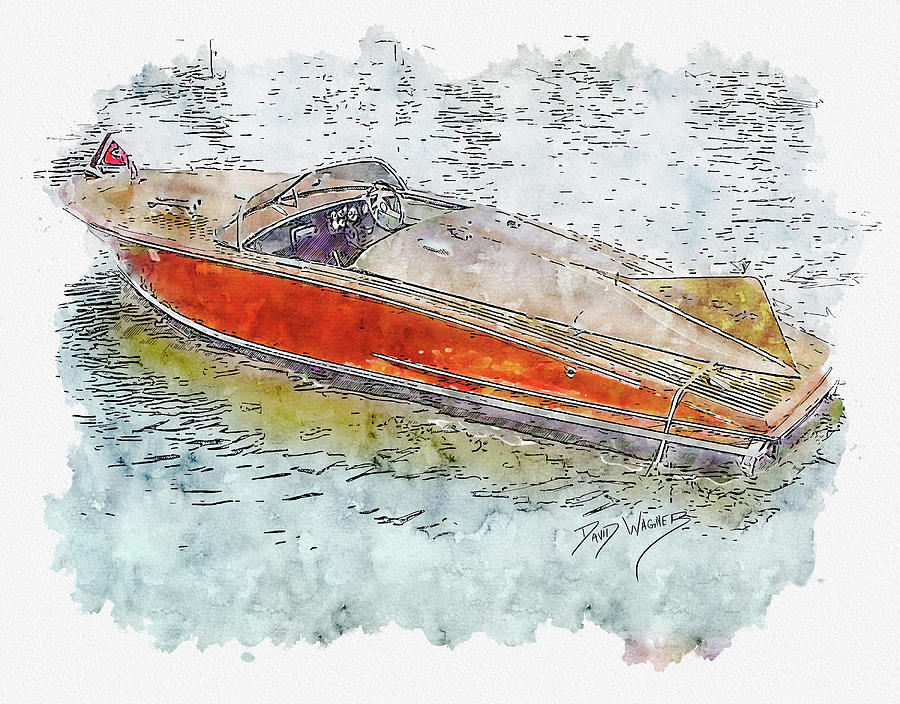 Chris Craft Racer Mixed Media by David Wagner