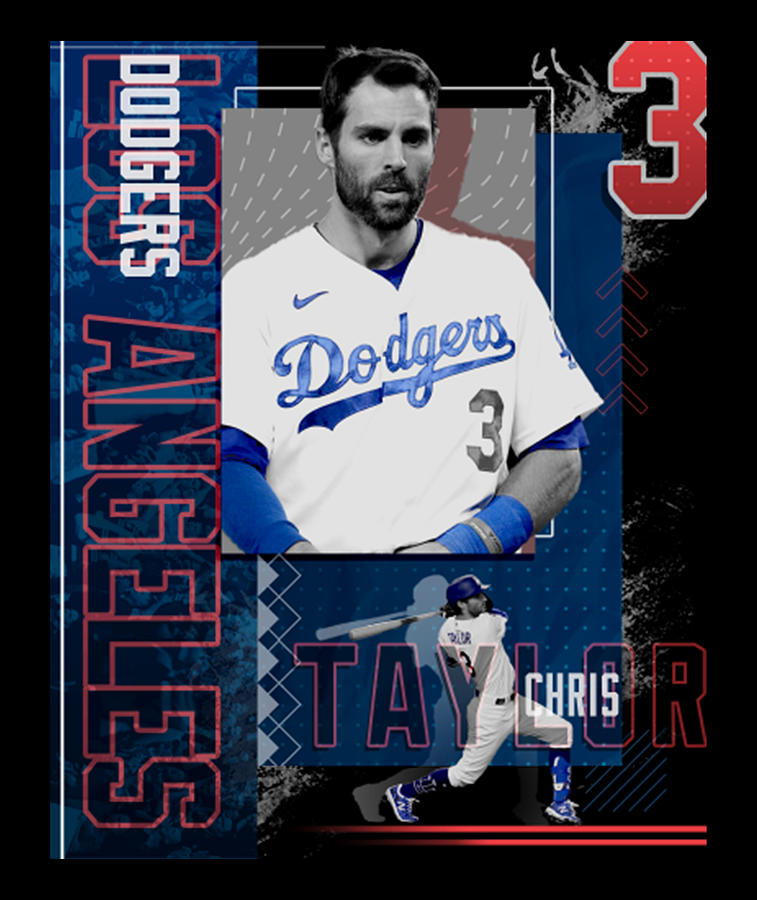 Football Digital Art - Chris Taylor Baseball Paper Poster Dodgers 2 by Kelvin Kent