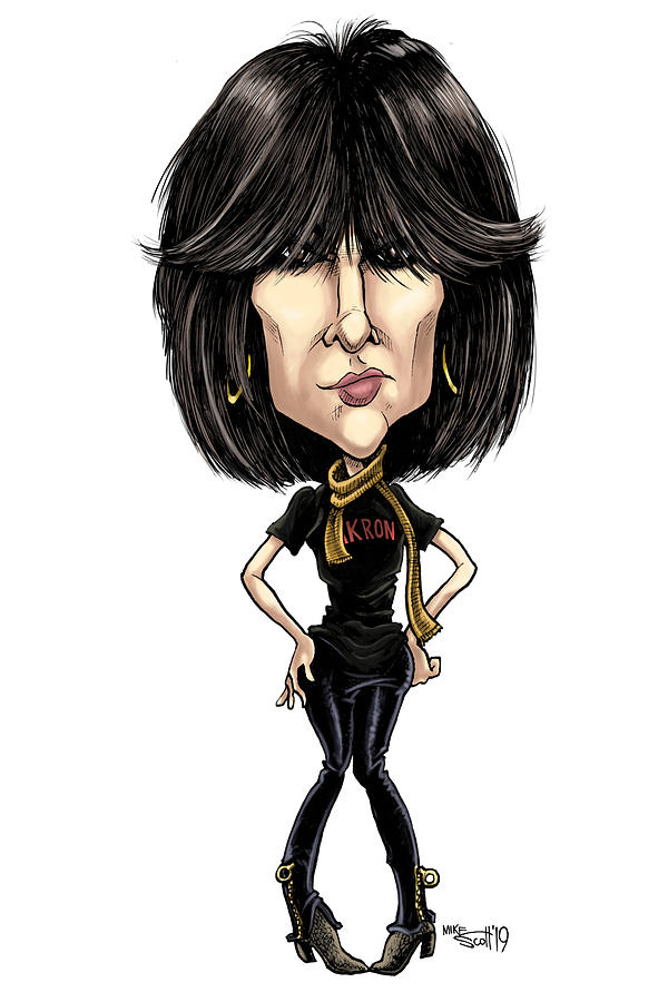 Chrissie Hynde II, color Drawing by Mike Scott