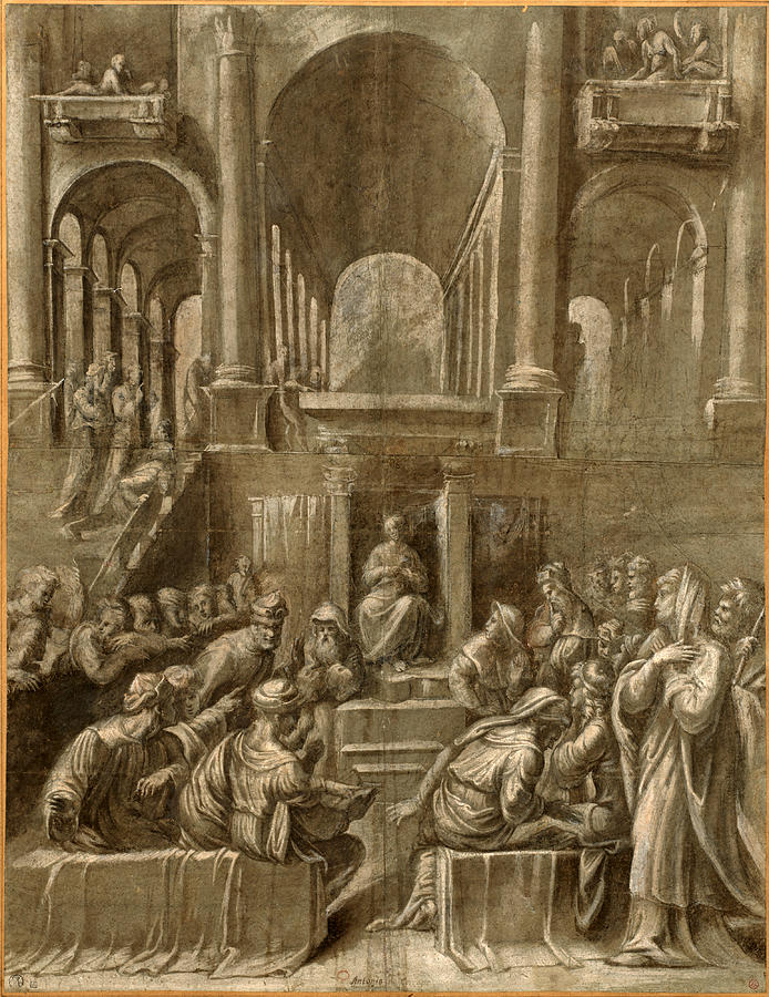 Christ among the Doctors Drawing by Bartolomeo Ramenghi