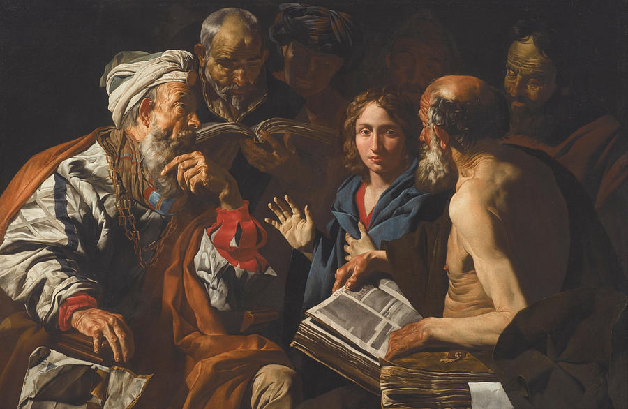 Christ among the doctors Painting by Matthias Stom | Fine Art America