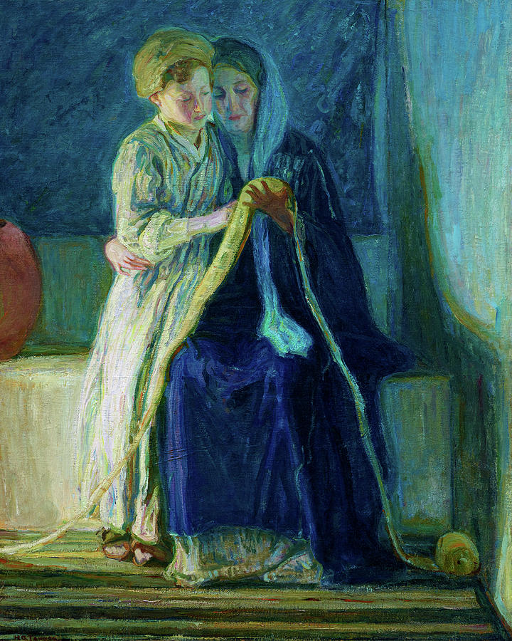 Henry Ossawa Tanner Painting - Christ and His Mother Studying the Scripture by Henry Ossawa Tanner